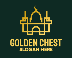 Geometric Golden Mosque logo design