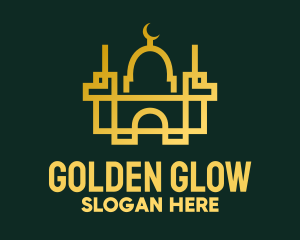 Geometric Golden Mosque logo design