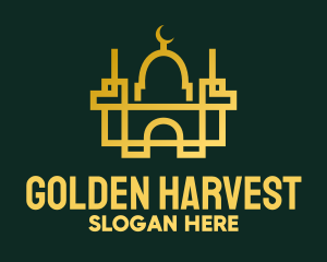 Geometric Golden Mosque logo design