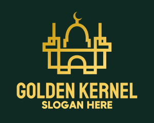 Geometric Golden Mosque logo design