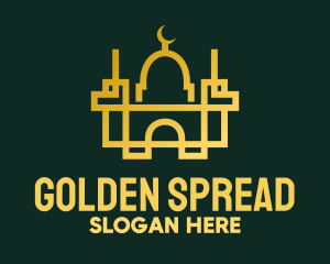 Geometric Golden Mosque logo design