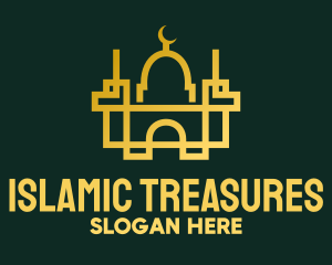 Geometric Golden Mosque logo design