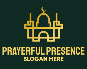 Geometric Golden Mosque logo design