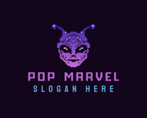 Pixel Retro Alien  logo design