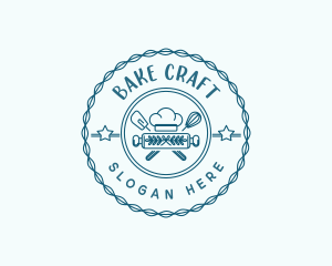 Bakery Rolling Pin Whisk logo design