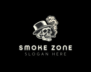 Smoking Skeleton Skull logo design