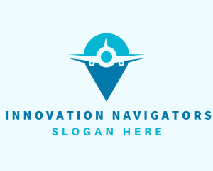 Pin Location Airplane logo design