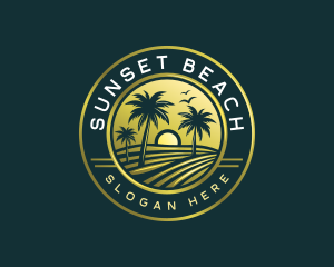 Travel Beach Sunset logo design