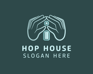 Blue House Hands logo design