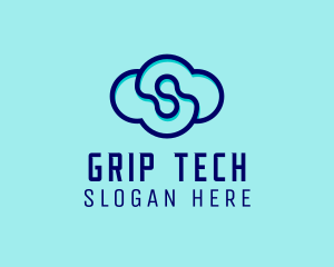 Blue Tech Cloud  logo design