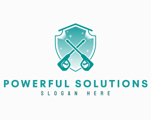 Power Washer Cleaning Shield logo design