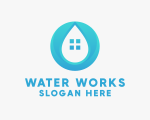 House Water Droplet  logo design