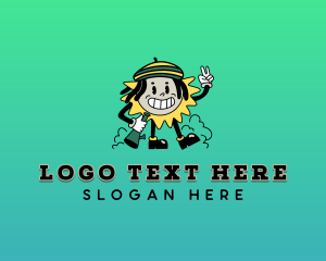 Cartoon Retro Marijuana  logo