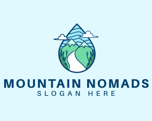 Mountain Water Droplet  logo design