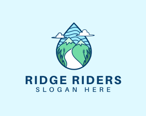 Mountain Water Droplet  logo design