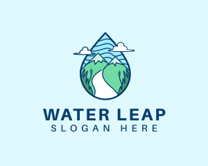 Mountain Water Droplet  logo design