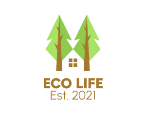 Eco Friendly House Tree logo design