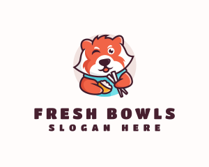 Red Panda Chopstick Bowl logo design