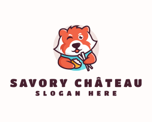 Red Panda Chopstick Bowl logo design