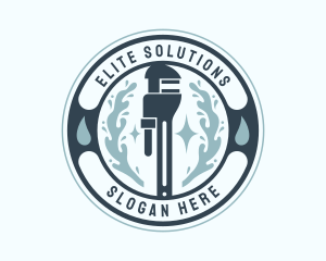 Water Plumber Wrench Emblem logo design