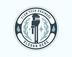 Water Plumber Wrench Emblem logo design