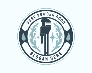 Water Plumber Wrench Emblem logo