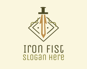 Medieval Sword Badge logo design