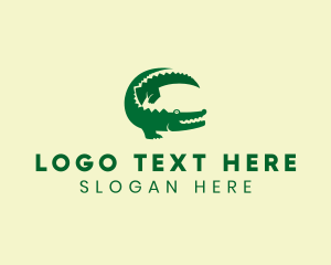 Green Crocodile Animal logo