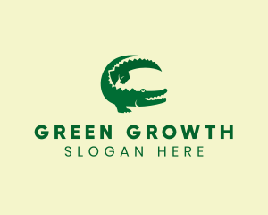 Green Crocodile Animal logo design