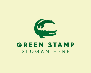 Green Crocodile Animal logo design