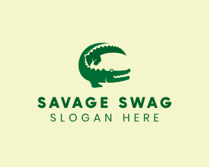 Green Crocodile Animal logo