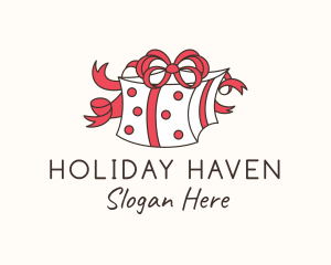 Ribbon Holiday Gift logo design