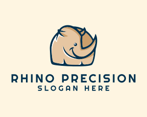 Happy Rhino Kids Cartoon logo design