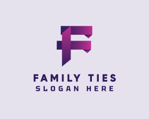 Gradient Origami Letter F logo design