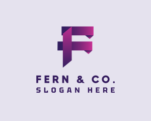 Gradient Origami Letter F logo design