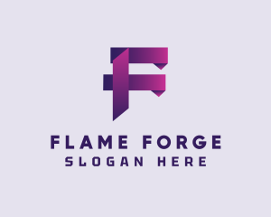 Gradient Origami Letter F logo design