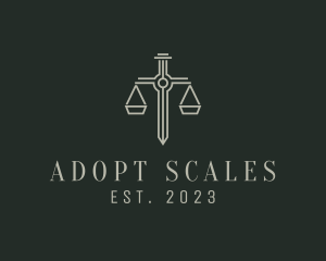 Attorney Justice Scale Sword logo design