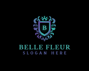 Fleur De Lis Shield Crown logo design