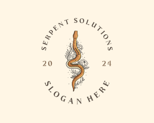 Snake Botanical Floral logo design