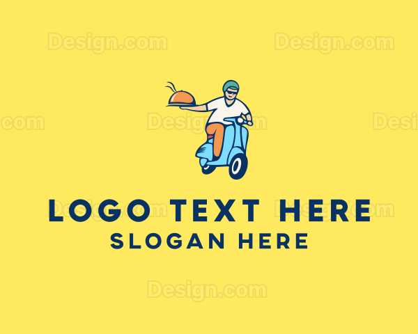 Scooter Food Delivery Man Logo