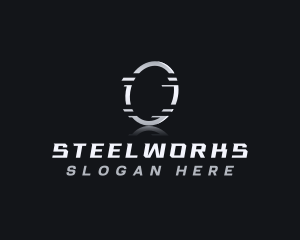 Industrial Steel Metal Letter O logo