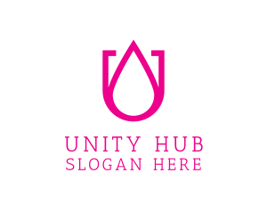 Pink U Droplet logo design