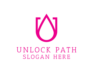 Pink U Droplet logo design