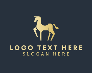 Gold Horse Animal Logo