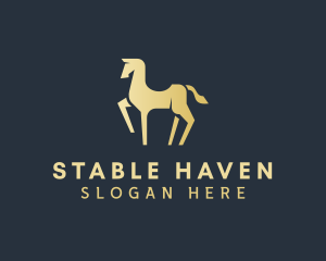 Gold Horse Animal logo design