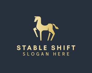 Gold Horse Animal logo design