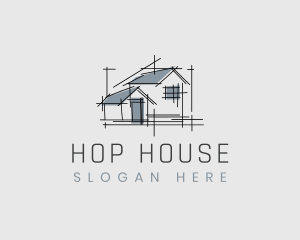 House Blueprint Architecture logo design