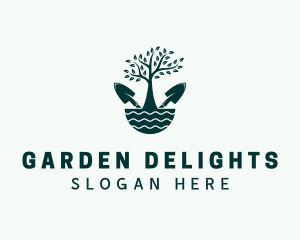 Tree Landscaping Trowel logo design