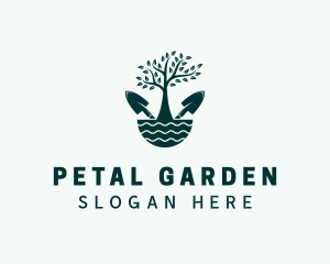 Tree Landscaping Trowel logo design