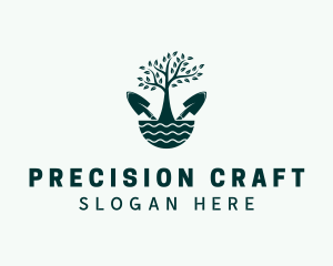 Tree Landscaping Trowel logo design